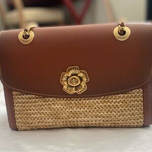 Coach Parker Colorblock Bag Purse Leather Straw